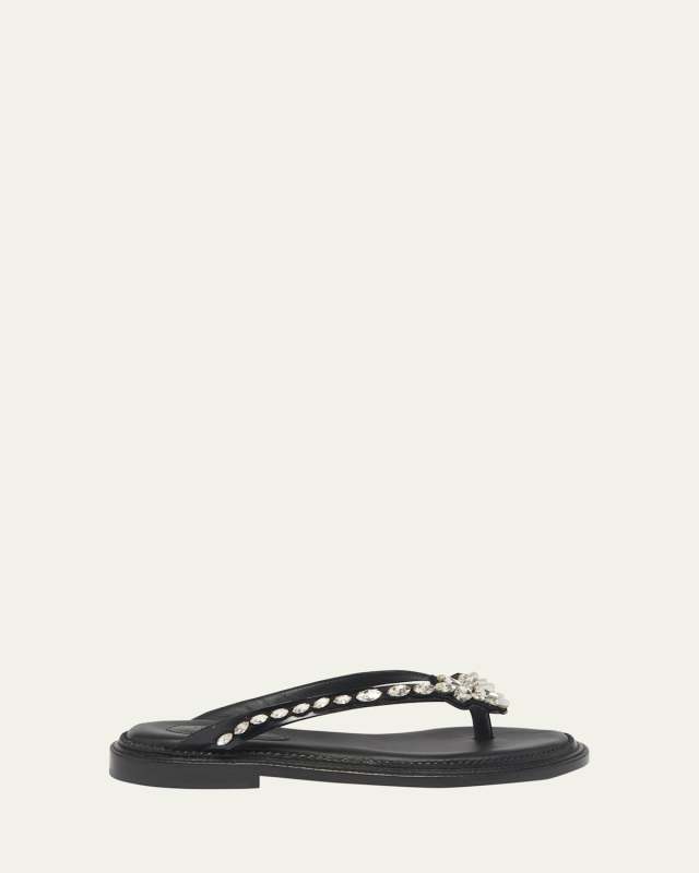 Flower Embellished Thong Flat Sandals